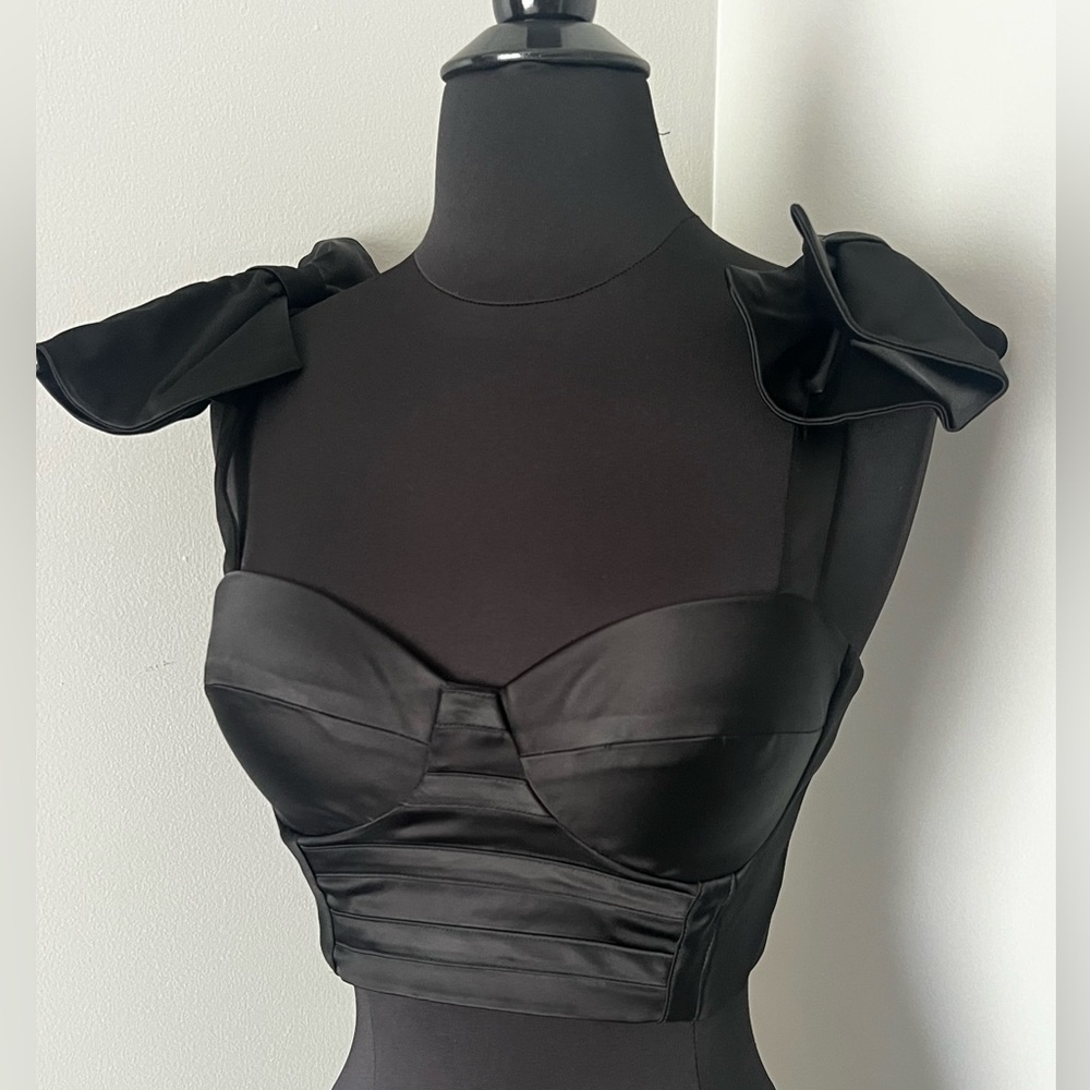 NWT House of CB Black Satin Bustier Top